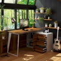 Modern L-Shaped Desk with Storage Cabinet & Drawers