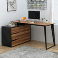 Modern L-Shaped Desk with Storage Cabinet & Drawers