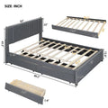 Queen/Full Size Linen Upholstered Platform Bed with 2 Storage Drawers and Trundle