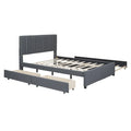 Queen/Full Size Linen Upholstered Platform Bed with 2 Storage Drawers and Trundle