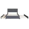 Queen/Full Size Linen Upholstered Platform Bed with 2 Storage Drawers and Trundle