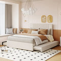 Queen/Full Size Linen Upholstered Platform Bed with 2 Storage Drawers and Trundle
