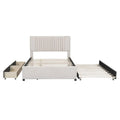 Queen/Full Size Linen Upholstered Platform Bed with 2 Storage Drawers and Trundle