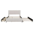 Queen/Full Size Linen Upholstered Platform Bed with 2 Storage Drawers and Trundle