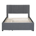 Queen/Full Size Linen Upholstered Platform Bed with 2 Storage Drawers and Trundle