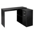 HOMCOM L-Shaped Corner Computer Desk with Rotating Storage Shelves and Drawer for Home and Office Workspaces