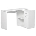 HOMCOM L-Shaped Corner Computer Desk with Rotating Storage Shelves and Drawer for Home and Office Workspaces