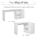 HOMCOM L-Shaped Corner Computer Desk with Rotating Storage Shelves and Drawer for Home and Office Workspaces
