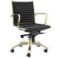 Dirk Black Low Back Office Chair with Matte Brushed Gold Base