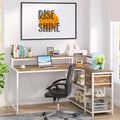 Contemporary L-Shaped Computer Desk with Drawer and Storage Shelf