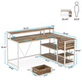 Contemporary L-Shaped Computer Desk with Drawer and Storage Shelf