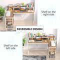Contemporary L-Shaped Computer Desk with Drawer and Storage Shelf