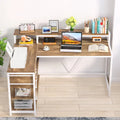 Contemporary L-Shaped Computer Desk with Drawer and Storage Shelf