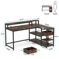 Contemporary L-Shaped Computer Desk with Drawer and Storage Shelf