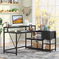 Contemporary L-Shaped Computer Desk with Drawer and Storage Shelf