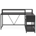 Contemporary L-Shaped Computer Desk with Drawer and Storage Shelf