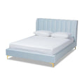 Bruce Glam Velvet Platform Bed in Silver Orchid