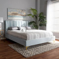 Bruce Glam Velvet Platform Bed in Silver Orchid