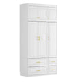 Contemporary White Freestanding Wardrobe Armoire - 93.7" High Storage Cabinet