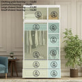 Modern Wardrobe Armoire with Hanging Rod Shelves and Drawers