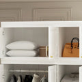 Contemporary White Freestanding Wardrobe Armoire - 93.7" High Storage Cabinet