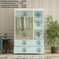 Contemporary White Freestanding Wardrobe Armoire - 93.7" High Storage Cabinet
