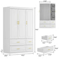 Modern Wardrobe Armoire with Hanging Rod Shelves and Drawers