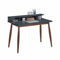 Roskilde Grey-Blue Wooden Office Desk with Storage by Roundhill Furniture