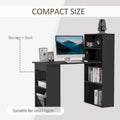 HOMCOM Modern Compact Computer Desk with 6-Tier Storage Shelves - Writing Table Workstation with Integrated Bookshelf for Home Office