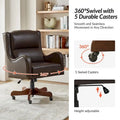 HULALA HOME Pete Adjustable Height Faux Leather Swivel Executive Chair with Tilt Mechanism