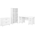 60-Inch Office Desk with Cabinet and 5-Shelf Bookcase