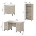 60-Inch Office Desk with Cabinet and 5-Shelf Bookcase