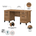 60-Inch Office Desk with Cabinet and 5-Shelf Bookcase