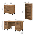 60-Inch Office Desk with Cabinet and 5-Shelf Bookcase