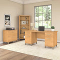 60-Inch Office Desk with Cabinet and 5-Shelf Bookcase