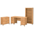 60-Inch Office Desk with Cabinet and 5-Shelf Bookcase