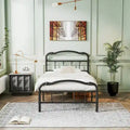 Sturdy 18-Inch High Steel Tube Iron Bed with Double Wave Headboard and Footboard