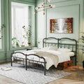 Sturdy 18-Inch High Steel Tube Iron Bed with Double Wave Headboard and Footboard