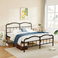 Sturdy 18-Inch High Steel Tube Iron Bed with Double Wave Headboard and Footboard
