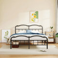Sturdy 18-Inch High Steel Tube Iron Bed with Double Wave Headboard and Footboard