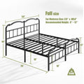 Sturdy 18-Inch High Steel Tube Iron Bed with Double Wave Headboard and Footboard