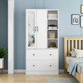 Modern Wardrobe Armoire with Mirror Door Drawers and Shelves