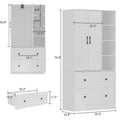 Modern Wardrobe Armoire with Mirror Door Drawers and Shelves