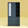 Modern Wardrobe Armoire with Mirror Door Drawers and Shelves