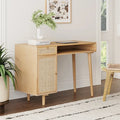 Nathan James Daisy Modern Farmhouse Desk with Storage and Brass Accents