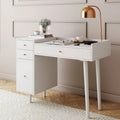 Nathan James Daisy Modern Farmhouse Desk with Storage and Brass Accents