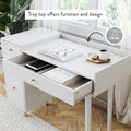 Nathan James Daisy Modern Farmhouse Desk with Storage and Brass Accents
