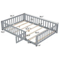 Kids' Full-Size Wooden Floor Bed with Fence and Door