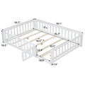 Kids' Full-Size Wooden Floor Bed with Fence and Door