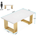 70.9" Contemporary White Executive Desk with Gold Metal Frame